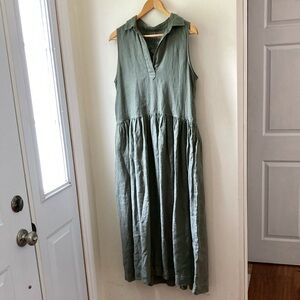 Frank & Eileen Daphne sleeveless dress, size small, color olive